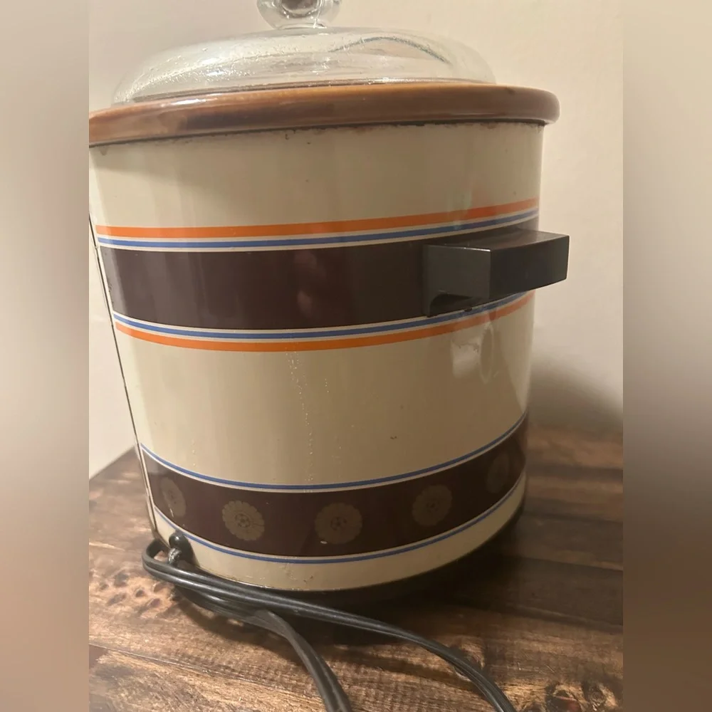Vintage Rival Crock-Pot Slow Cooker 3.5 Qt Model 3100 Brown Orange Works